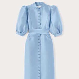 Destree  Satin Puff Sleeve Maxi Dress in NIAGARA BLUE